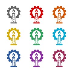 Poster - Oil rig gear icon isolated on white background. Set icons colorful