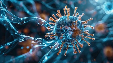 Wall Mural - A macro illustration of the virus designed for medical context. Virus cells background