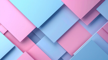 Wall Mural - 3d Pastel Pink and Blue Geometric Background Comprised of Rectangular Shapes