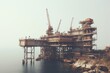 Panoramic shot of an impressive offshore oil platform amidst the expansive ocean