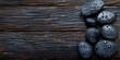 Spa stones on wooden background, Tranquil Spa Stones: Serene Setting on Wooden Background