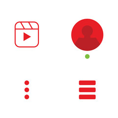Poster - Set Of 4 Editable Media Icons. Includes Symbols Such As Video Player, Play Button, Profile And More. Can Be Used For Web, Mobile, UI And Infographic Design.