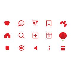 Poster - Set of red icons for web and mobile applications. Vector illustration. resources graphic icon element design. Vector illustration with social media theme ui icon