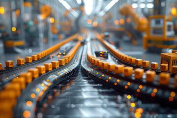 Poster - An intelligent manufacturing facility utilizing Industry 4.0 principles for efficient and automated production processes. Concept of smart industry. Generative Ai.