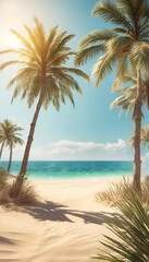 Wall Mural - tropical summer beach background with copy space