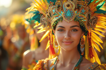 Poster - A vibrant cultural parade featuring people in traditional attire, celebrating the richness of diversity. Concept of cultural unity. Generative Ai.