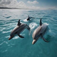 Canvas Print - A view of Dolphins in the sea