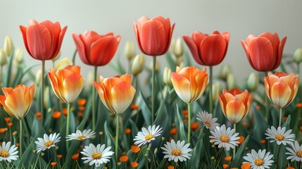 Wall Mural - Background from different types of flowers