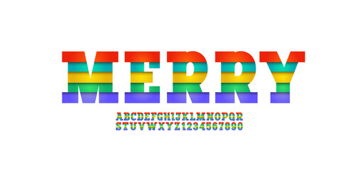 Leinwandbilder - Slab serif 3d font bright merry alphabet, playful uppercase letters from A - Z and numbers from 0 - 9