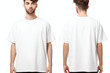 © Sajjad - Young man in blank oversize t-shirt mockup front and back used as design template, isolated on white background with clipping path
