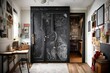A room with a chalkboard-painted closet door, encouraging artistic expression and creativity.