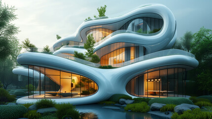 Poster - Futuristic architecture building, futuristic design