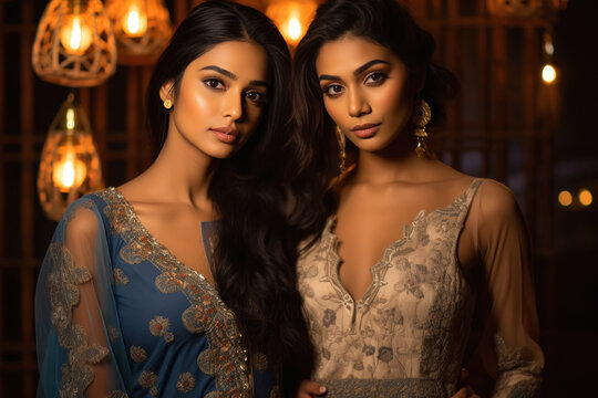 Two indian woman in stylish wear