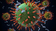 close up of virus molecule visualization, generative ai