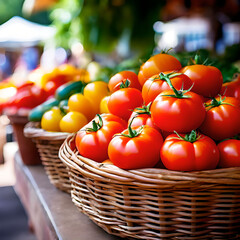 fresh red tomatoes in a basket ai generated