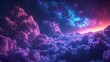 Beautifully illuminated night sky with colorful clouds and glowing stars