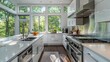 Bright Contemporary Kitchen with Forest View: Serene Sanctuary of Light and Nature