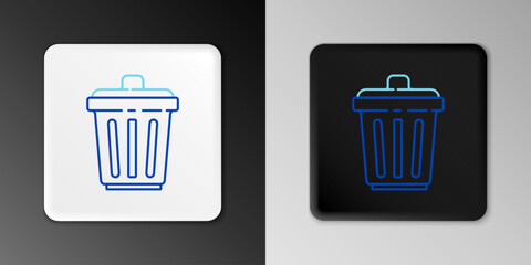 Canvas Print - Line Trash can icon isolated on grey background. Garbage bin sign. Recycle basket icon. Office trash icon. Colorful outline concept. Vector