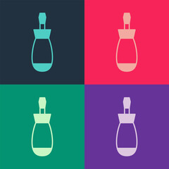 Poster - Pop art Screwdriver icon isolated on color background. Service tool symbol. Vector