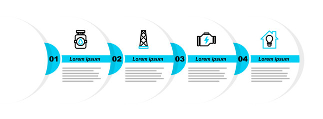Poster - set line smart house and light bulb, check engine, antenna and propane gas tank icon. vector