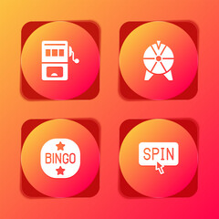 Poster - Set Slot machine, Lucky wheel, Bingo and spin button icon. Vector