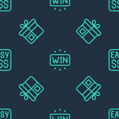 Poster - Set line Casino win, Gift box and Money prize casino on seamless pattern. Vector