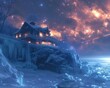 Starry ice pavilion comet trails