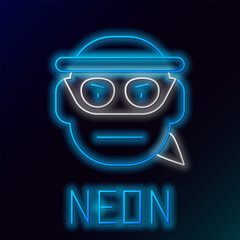 Poster - Glowing neon line Bandit icon isolated on black background. Colorful outline concept. Vector