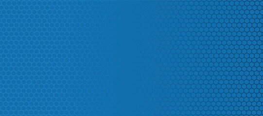 Abstract blue vector banner with hexagon grid. Seamless pattern background