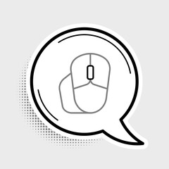 Poster - Line Computer mouse icon isolated on grey background. Optical with wheel symbol. Colorful outline concept. Vector