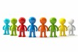 Vibrant assortment of seven 3d characters in a spectrum of colors arranged in a row