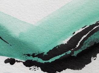 Poster - Mint and black abstract ink on rough texture background