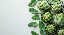 Isolated On A White Backdrop, A Fresh Green Artichoke Blooming Edible Bud With Room For Writing Or A Product, Generative AI.