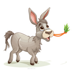  Donkey following a carrot tied to its back. Vector