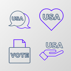 Wall Mural - Set line USA Independence day, Vote box, and icon. Vector