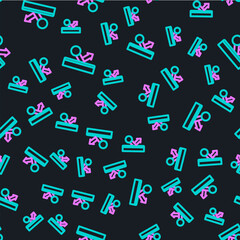 Poster - Line Billiard pool snooker ball with number 8 icon isolated seamless pattern on black background. Vector