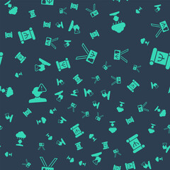 Poster - Set Psychology, Depression and frustration, Finding problem in psychology and book on seamless pattern. Vector