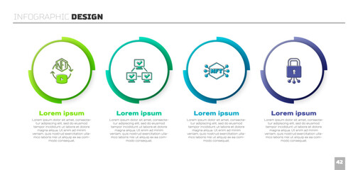 Poster - Set NFT Digital crypto art, blockchain technology, and Cyber security. Business infographic template. Vector