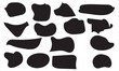Random abstract liquid organic black irregular blotch shapes flat style design fluid vector illustration set banner simple Basic shape template for presentation design, flyer,  white background. 