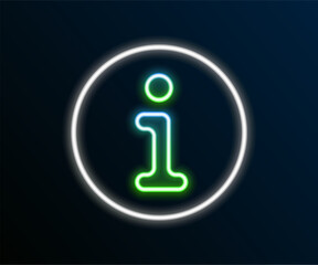 Fototapete - Glowing neon line Information icon isolated on black background. Colorful outline concept. Vector