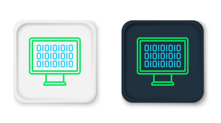 Poster - Line Binary code icon isolated on white background. Colorful outline concept. Vector