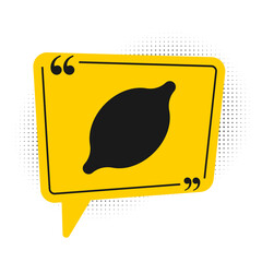 Poster - Black Lemon icon isolated on white background. Yellow speech bubble symbol. Vector