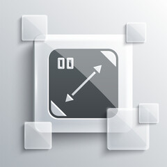 Poster - Grey Diagonal measuring icon isolated on grey background. Square glass panels. Vector