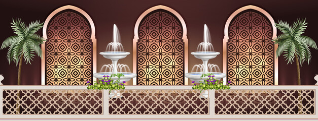 Wall Mural - Moroccan, Indian, royal, and Arabian decorative wall with fountains.