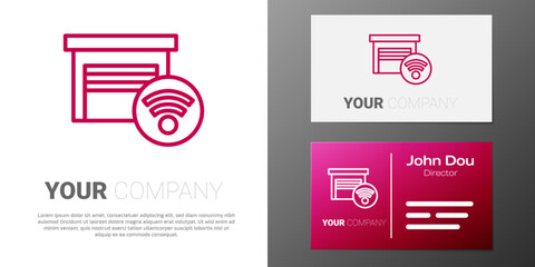 Poster - Logotype line Smart garage icon isolated on white background. Logo design template element. Vector