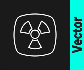 Poster - White line Radioactive icon isolated on black background. Radioactive toxic symbol. Radiation hazard sign. Vector