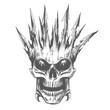 Horror Skull in Sharp Bone Crown Engraving Tattoo