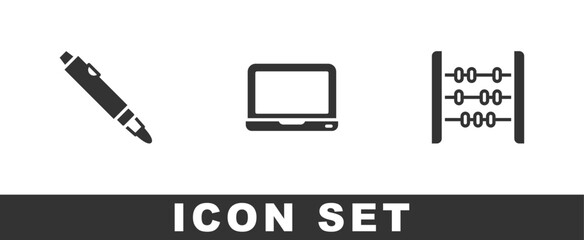 Poster - Set Marker pen, Laptop and Abacus icon. Vector