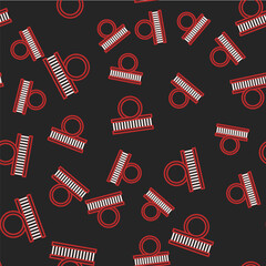 Poster - Line Roller coaster icon isolated seamless pattern on black background. Amusement park. Childrens entertainment playground, recreation park. Vector