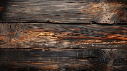 Wall Mural - An up-close view of a dark brown wooden plank with distinct textures, patterns, and rich color variations